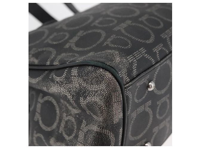 Borsa Salvatore Ferragamo Gancini in PVC e pelle nera argento Auth BA12524 Nero - vista 9