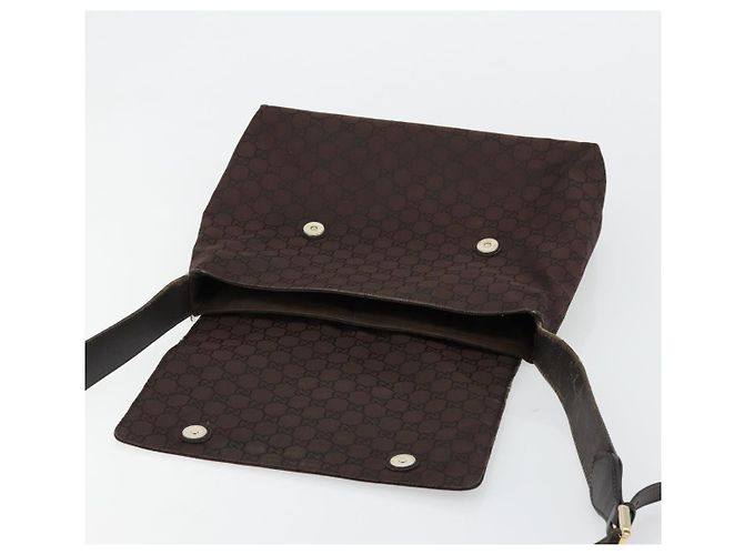 Borsa a Spalla GUCCI GG Canvas Nylon Outlet Marrone Oro 272351 Auth BA12428 D'oro - vista 10