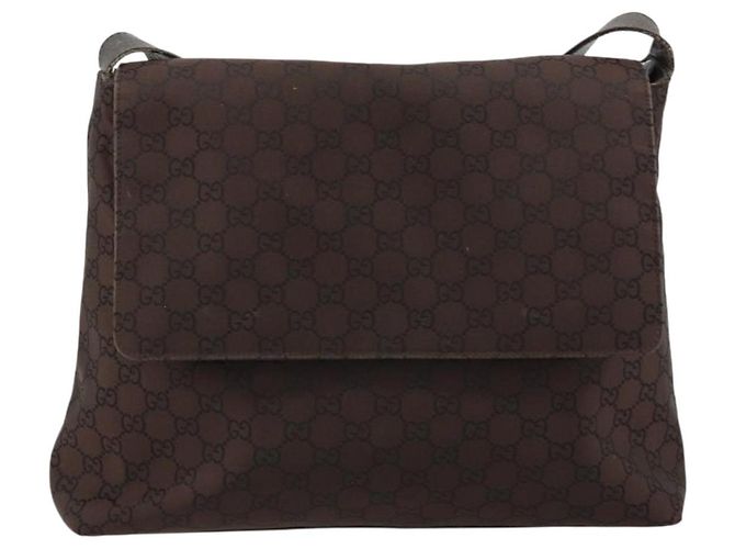 Borsa a Spalla GUCCI GG Canvas Nylon Outlet Marrone Oro 272351 Auth BA12428 D'oro - vista 13