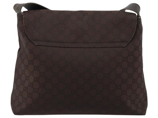 Borsa a Spalla GUCCI GG Canvas Nylon Outlet Marrone Oro 272351 Auth BA12428 D'oro - vista 2