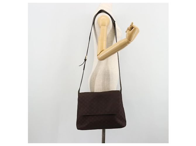 Borsa a Spalla GUCCI GG Canvas Nylon Outlet Marrone Oro 272351 Auth BA12428 D'oro - vista 22