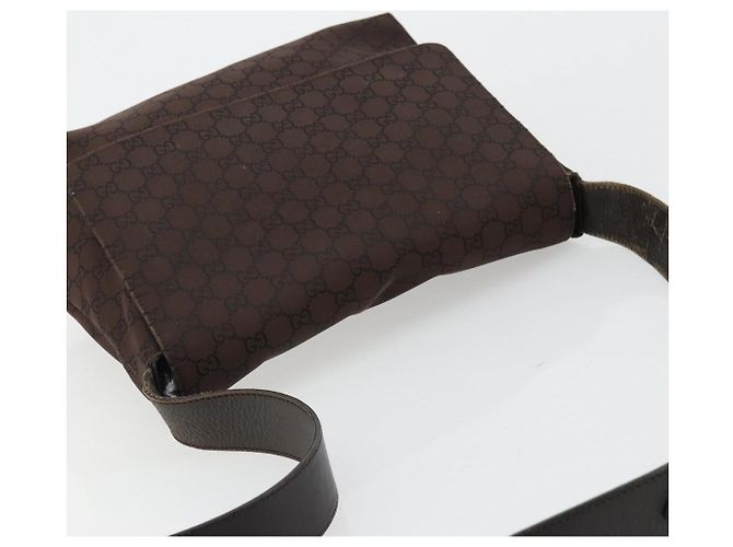 Borsa a Spalla GUCCI GG Canvas Nylon Outlet Marrone Oro 272351 Auth BA12428 D'oro - vista 6