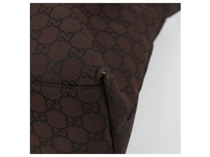 Borsa a Spalla GUCCI GG Canvas Nylon Outlet Marrone Oro 272351 Auth BA12428 D'oro - vista 9