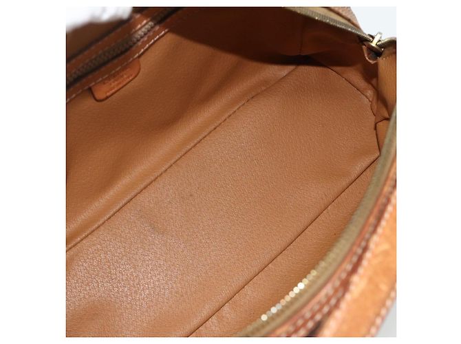 Céline Borsa CELINE Macadam Canvas PVC Pelle Marrone Oro Auth ka4353 D'oro - vista 10