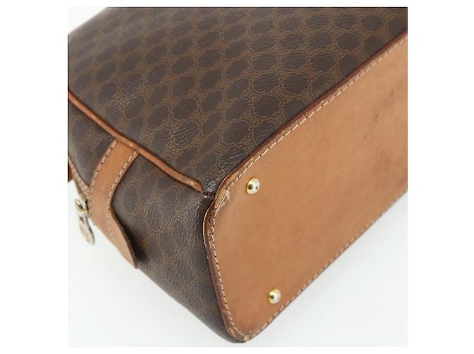 Céline Borsa CELINE Macadam Canvas PVC Pelle Marrone Oro Auth ka4353 D'oro - vista 14