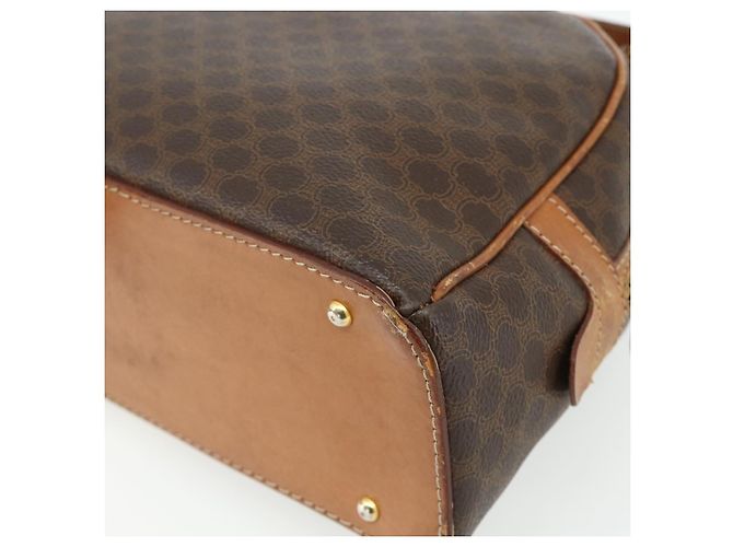 Céline Borsa CELINE Macadam Canvas PVC Pelle Marrone Oro Auth ka4353 D'oro - vista 15