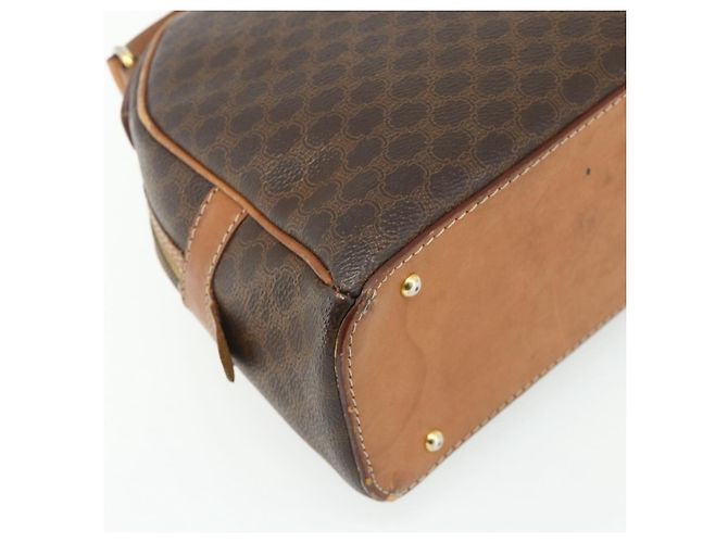 Céline Borsa CELINE Macadam Canvas PVC Pelle Marrone Oro Auth ka4353 D'oro - vista 16