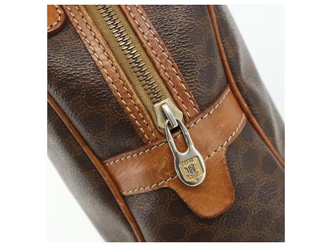 Céline Borsa CELINE Macadam Canvas PVC Pelle Marrone Oro Auth ka4353 D'oro - vista 17