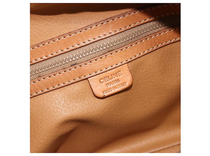 Céline Borsa CELINE Macadam Canvas PVC Pelle Marrone Oro Auth ka4353 D'oro - vista 18