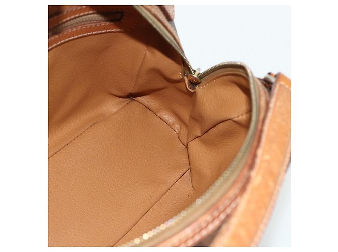 Céline Borsa CELINE Macadam Canvas PVC Pelle Marrone Oro Auth ka4353 D'oro - vista 19