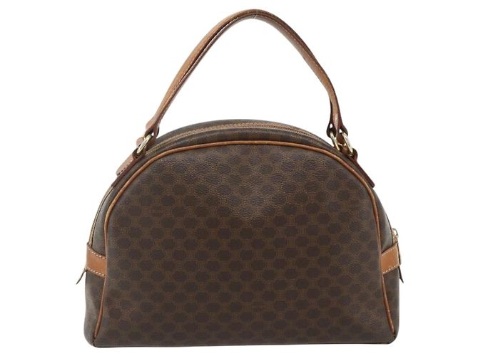 Céline Borsa CELINE Macadam Canvas PVC Pelle Marrone Oro Auth ka4353 D'oro - vista 2
