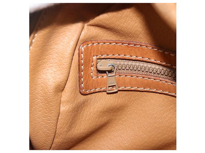 Céline Borsa CELINE Macadam Canvas PVC Pelle Marrone Oro Auth ka4353 D'oro - vista 21