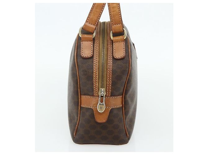 Céline Borsa CELINE Macadam Canvas PVC Pelle Marrone Oro Auth ka4353 D'oro - vista 3