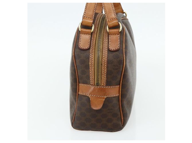 Céline Borsa CELINE Macadam Canvas PVC Pelle Marrone Oro Auth ka4353 D'oro - vista 4