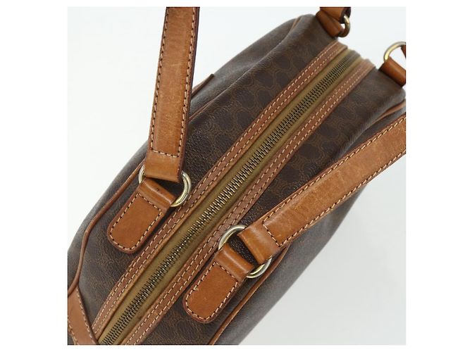 Céline Borsa CELINE Macadam Canvas PVC Pelle Marrone Oro Auth ka4353 D'oro - vista 6