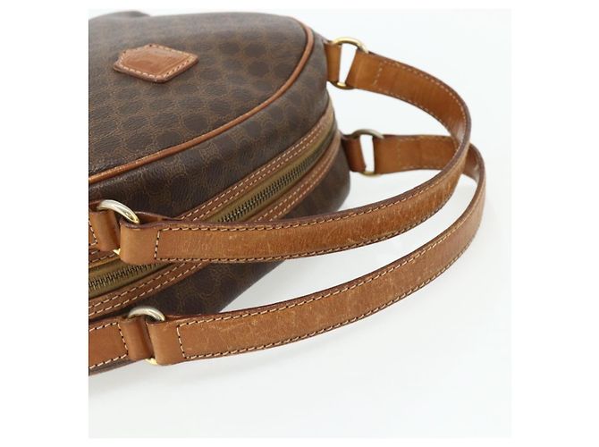Céline Borsa CELINE Macadam Canvas PVC Pelle Marrone Oro Auth ka4353 D'oro - vista 7