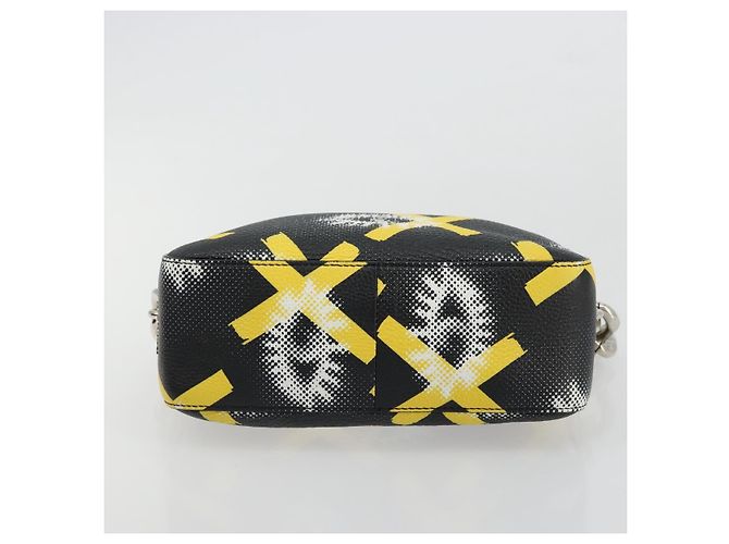 Borsa a Spalla con Catena PRADA in Pelle Nera Gialla Auth ka4328M Nero Giallo - vista 5