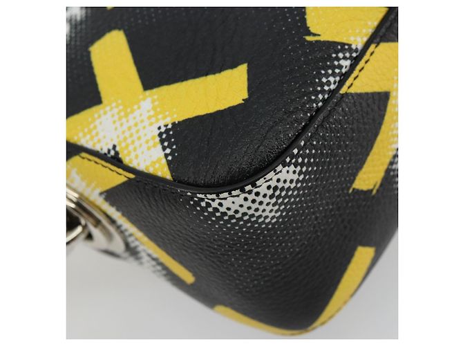 Borsa a Spalla con Catena PRADA in Pelle Nera Gialla Auth ka4328M Nero Giallo - vista 8