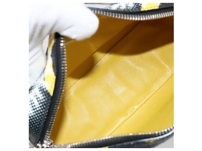 Borsa a Spalla con Catena PRADA in Pelle Nera Gialla Auth ka4328M Nero Giallo - vista 9