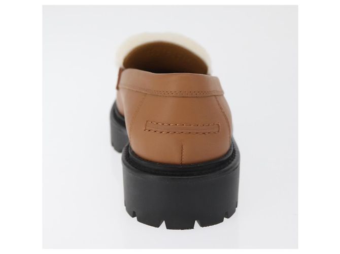 Hermès HERMES Kelly Cintura Mocassini Scarpe Pelle Marrone Argento Auth BA12632V - vista 12