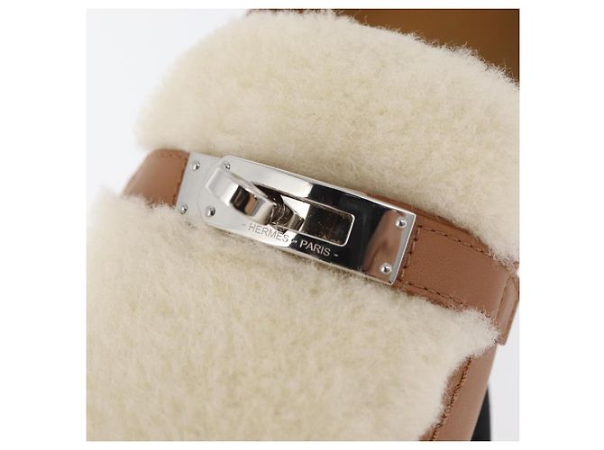 Hermès HERMES Kelly Cintura Mocassini Scarpe Pelle Marrone Argento Auth BA12632V - vista 13