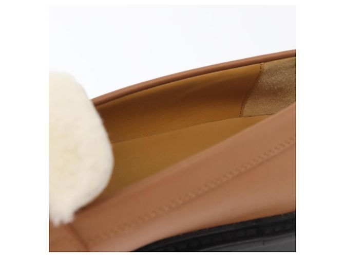 Hermès HERMES Kelly Cintura Mocassini Scarpe Pelle Marrone Argento Auth BA12632V - vista 15