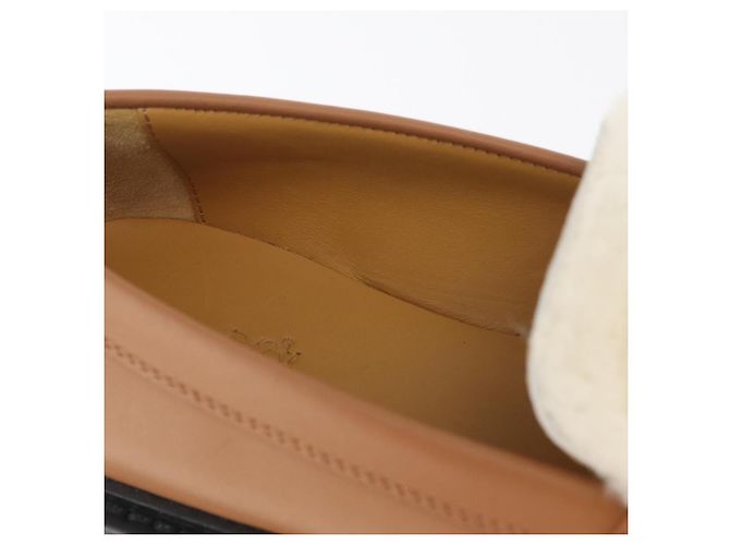 Hermès HERMES Kelly Cintura Mocassini Scarpe Pelle Marrone Argento Auth BA12632V - vista 16