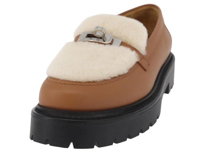 Hermès HERMES Kelly Cintura Mocassini Scarpe Pelle Marrone Argento Auth BA12632V - vista 20