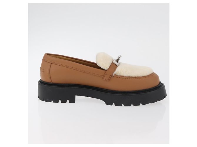 Hermès HERMES Kelly Cintura Mocassini Scarpe Pelle Marrone Argento Auth BA12632V - vista 22