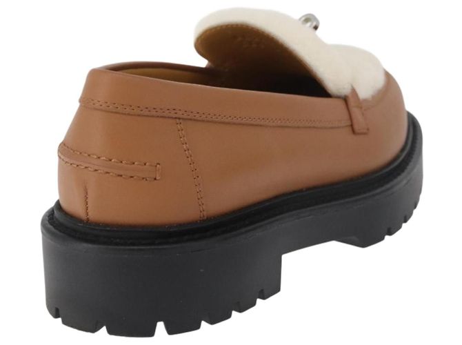 Hermès HERMES Kelly Cintura Mocassini Scarpe Pelle Marrone Argento Auth BA12632V - vista 3