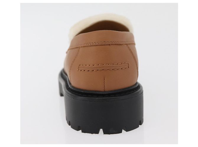 Hermès HERMES Kelly Cintura Mocassini Scarpe Pelle Marrone Argento Auth BA12632V - vista 30