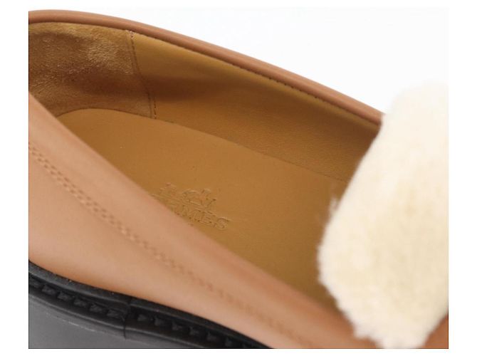 Hermès HERMES Kelly Cintura Mocassini Scarpe Pelle Marrone Argento Auth BA12632V - vista 34