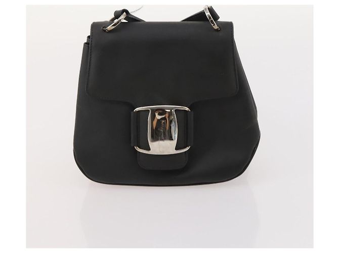 Borsa a Spalla Salvatore Ferragamo Tela Pelle 2 Set Nero Auth BA12171 - vista 10