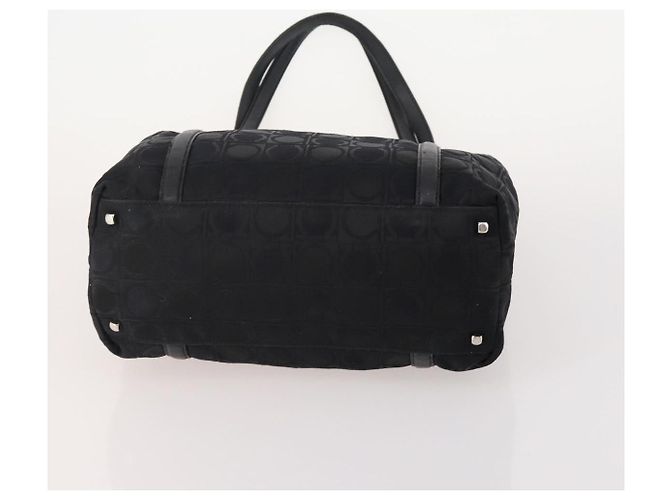 Borsa a Spalla Salvatore Ferragamo Tela Pelle 2 Set Nero Auth BA12171 - vista 7
