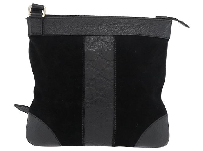 Borsa GUCCI GG Canvas Guccissima in pelle e scamosciato Outlet Nero 272396 Auth ep14504A - vista 13