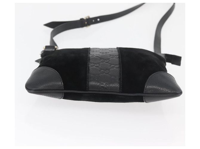 Borsa GUCCI GG Canvas Guccissima in pelle e scamosciato Outlet Nero 272396 Auth ep14504A - vista 5