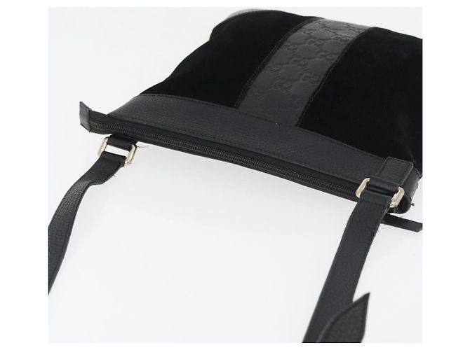 Borsa GUCCI GG Canvas Guccissima in pelle e scamosciato Outlet Nero 272396 Auth ep14504A - vista 6