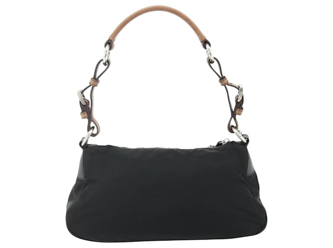 Borsa a tracolla PRADA Nylon e pelle nera argento Auth mr2443A Nero - vista 2