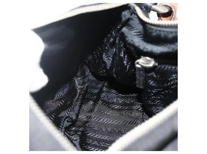 Borsa a tracolla PRADA Nylon e pelle nera argento Auth mr2443A Nero - vista 21