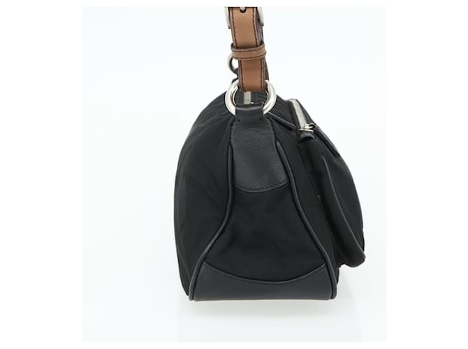 Borsa a tracolla PRADA Nylon e pelle nera argento Auth mr2443A Nero - vista 3