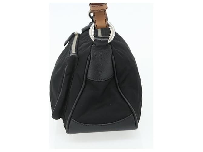 Borsa a tracolla PRADA Nylon e pelle nera argento Auth mr2443A Nero - vista 4