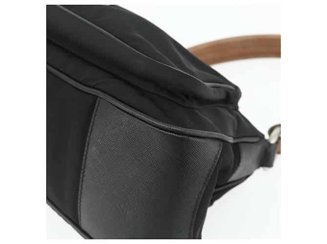 Borsa a tracolla PRADA Nylon e pelle nera argento Auth mr2443A Nero - vista 9