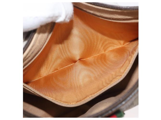 Borsa GUCCI GG Supreme Web Sherry Line PVC Beige Oro 89 02 054 Auth ep14529 D'oro - vista 11