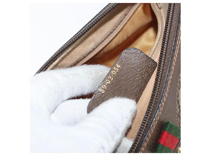 Borsa GUCCI GG Supreme Web Sherry Line PVC Beige Oro 89 02 054 Auth ep14529 D'oro - vista 12