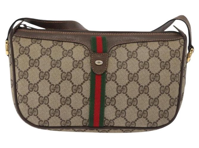 Borsa GUCCI GG Supreme Web Sherry Line PVC Beige Oro 89 02 054 Auth ep14529 D'oro - vista 13