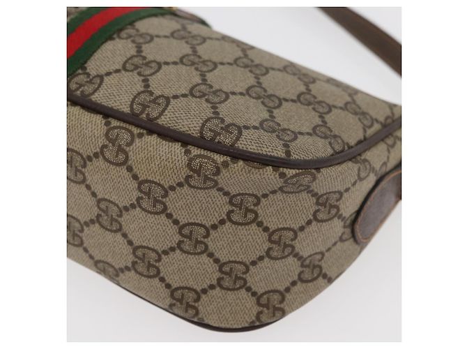 Borsa GUCCI GG Supreme Web Sherry Line PVC Beige Oro 89 02 054 Auth ep14529 D'oro - vista 15