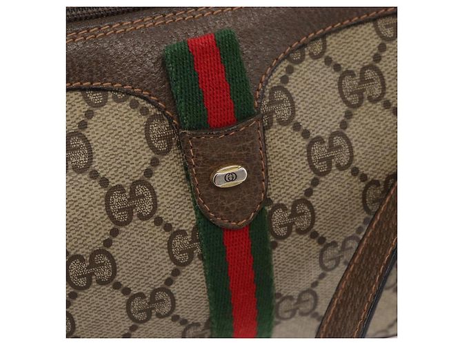 Borsa GUCCI GG Supreme Web Sherry Line PVC Beige Oro 89 02 054 Auth ep14529 D'oro - vista 18