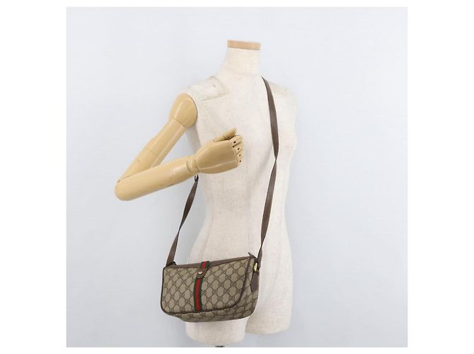 Borsa GUCCI GG Supreme Web Sherry Line PVC Beige Oro 89 02 054 Auth ep14529 D'oro - vista 23