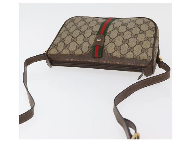 Borsa GUCCI GG Supreme Web Sherry Line PVC Beige Oro 89 02 054 Auth ep14529 D'oro - vista 6