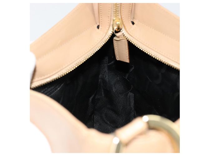 Borsa a Spalla Salvatore Ferragamo Gancini in Pelle Beige Oro Auth hk3706 - vista 18